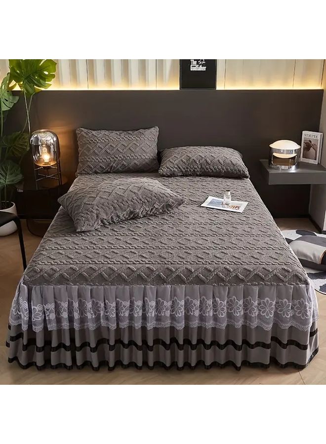 Luxury Light Beige Bed Skirt Set With 2 Pillowcases 70 87 By 78 74 Inches - Image 2